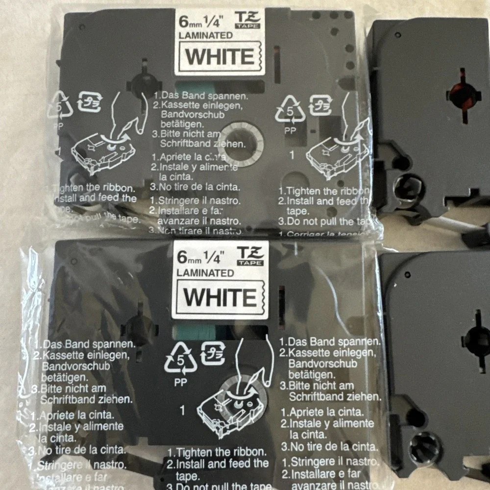 5 GENUINE Brother TZ-131 P-Touch Label Tape 1/4